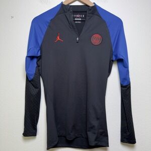 Jordan Men Paris Saint-Germain Strike Drill Sweatshirt XS Black Blue Quarter Zip